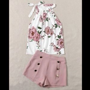 Floral Halter top with Shorts